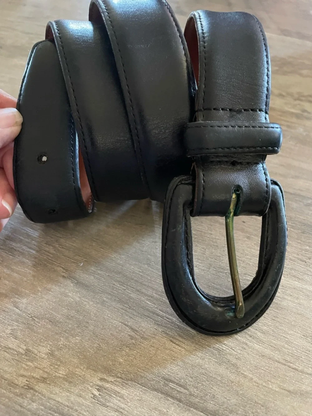 Vintage Coach black Burnished cowhide leather  belt leather buckle women’s large